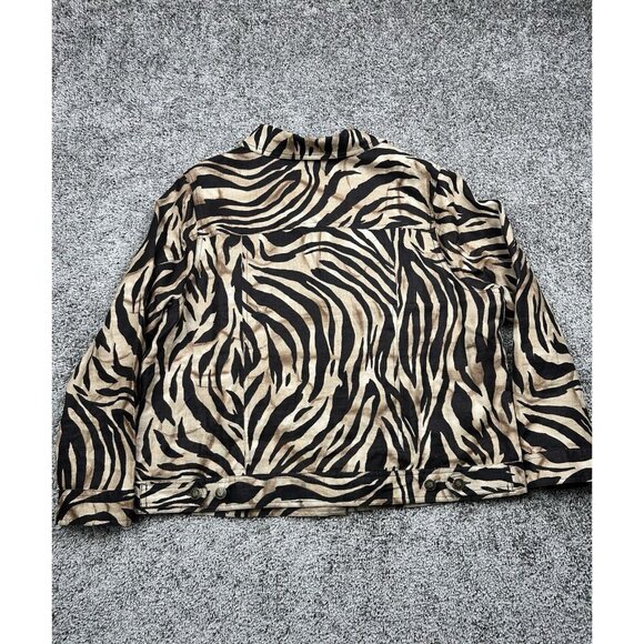 Carole Little Jacket 2X 100% Linen Zebra Animal Mod Wife Night Lux Barbiecore - Picture 7 of 9